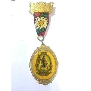 1974 Large German Medal Pin 2 Int Winterwaderung Trachtenverein Niederbrechen Vi